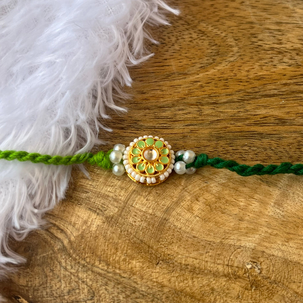 Beautiful Kundan Meenakari Bhai Rakhi