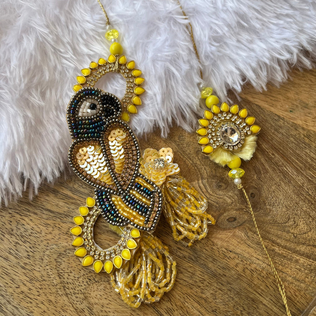 Handcrafted Parrot Lumba with Bhai Rakhi