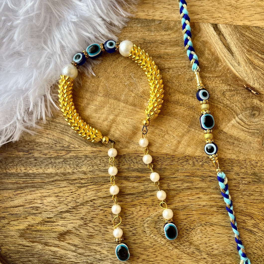 Beautiful Adjustable Evil Eye Kada with Bhai Rakhi