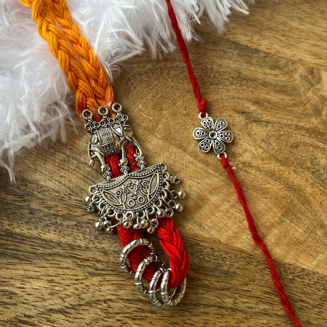 Traditional Mauli Elephant Lumba with Bhai Rakhi