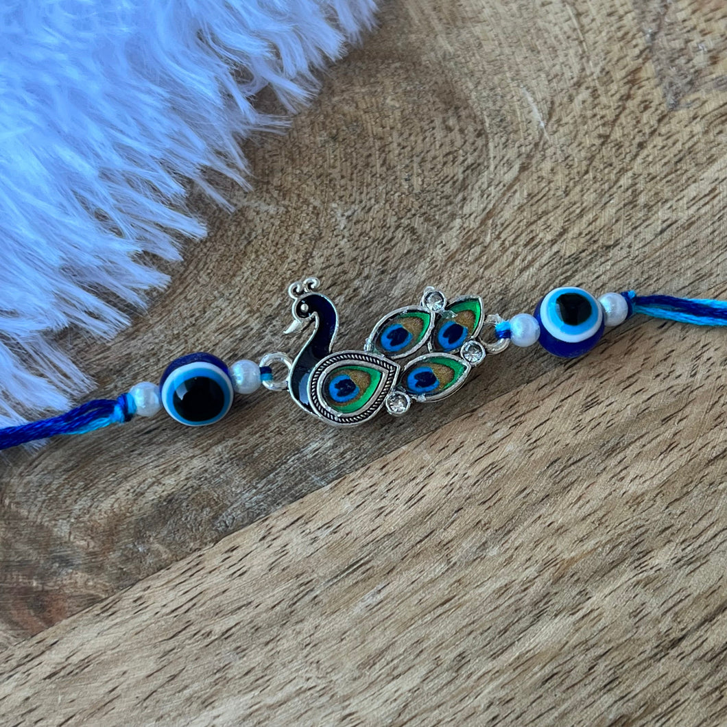 Beautiful Peacock Evil Eye Bhai Rakhi