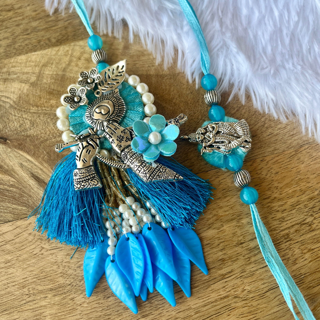 Beautiful Radha Krishna Rakhi with Morepath Lumba