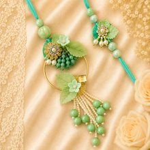 Load image into Gallery viewer, Floral Embellished Lumba  with Bhai Rakhi Pair
