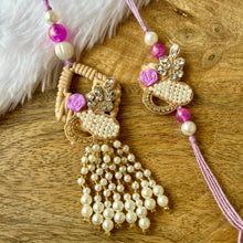 Load image into Gallery viewer, Elegant Pearl Fusion Lumba with Bhai Rakhi Pair
