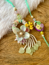 Load image into Gallery viewer, Richly Adorned Fusion Lumba with Bhai Rakhi Pair
