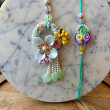 Load image into Gallery viewer, Richly Adorned Fusion Lumba with Bhai Rakhi Pair
