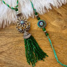 Load image into Gallery viewer, Oxidised Evil Eye Lumba with Bhai Rakhi Pair
