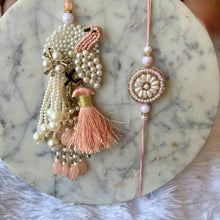 Load image into Gallery viewer, Elegant Flamingo Lumba with Bhai Rakhi Pair

