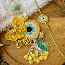 Load image into Gallery viewer, Exclusive Heavy Handcrafted Evil Eye Lumba with Bhai Rakhi Pair

