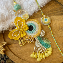 Load image into Gallery viewer, Exclusive Heavy Handcrafted Evil Eye Lumba with Bhai Rakhi Pair
