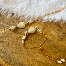 Load image into Gallery viewer, Beautiful Mother of Pearl Bracelet with Bhai Rakhi Pair
