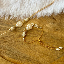 Load image into Gallery viewer, Beautiful Mother of Pearl Bracelet with Bhai Rakhi Pair
