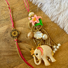 Load image into Gallery viewer, Smart Elephant Keychain Lumba with Bhai Rakhi Pair
