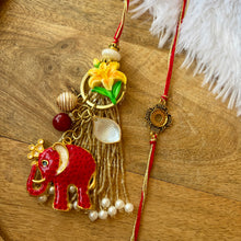 Load image into Gallery viewer, Smart Elephant Keychain Lumba with Bhai Rakhi Pair
