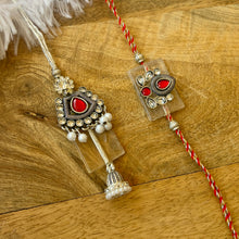 Load image into Gallery viewer, Oxidised Contemporary Lumba with Bhai Rakhi Pair
