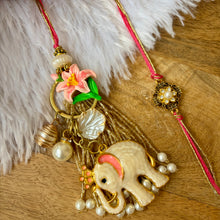 Load image into Gallery viewer, Smart Elephant Keychain Lumba with Bhai Rakhi Pair
