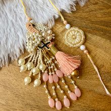 Load image into Gallery viewer, Elegant Flamingo Lumba with Bhai Rakhi Pair
