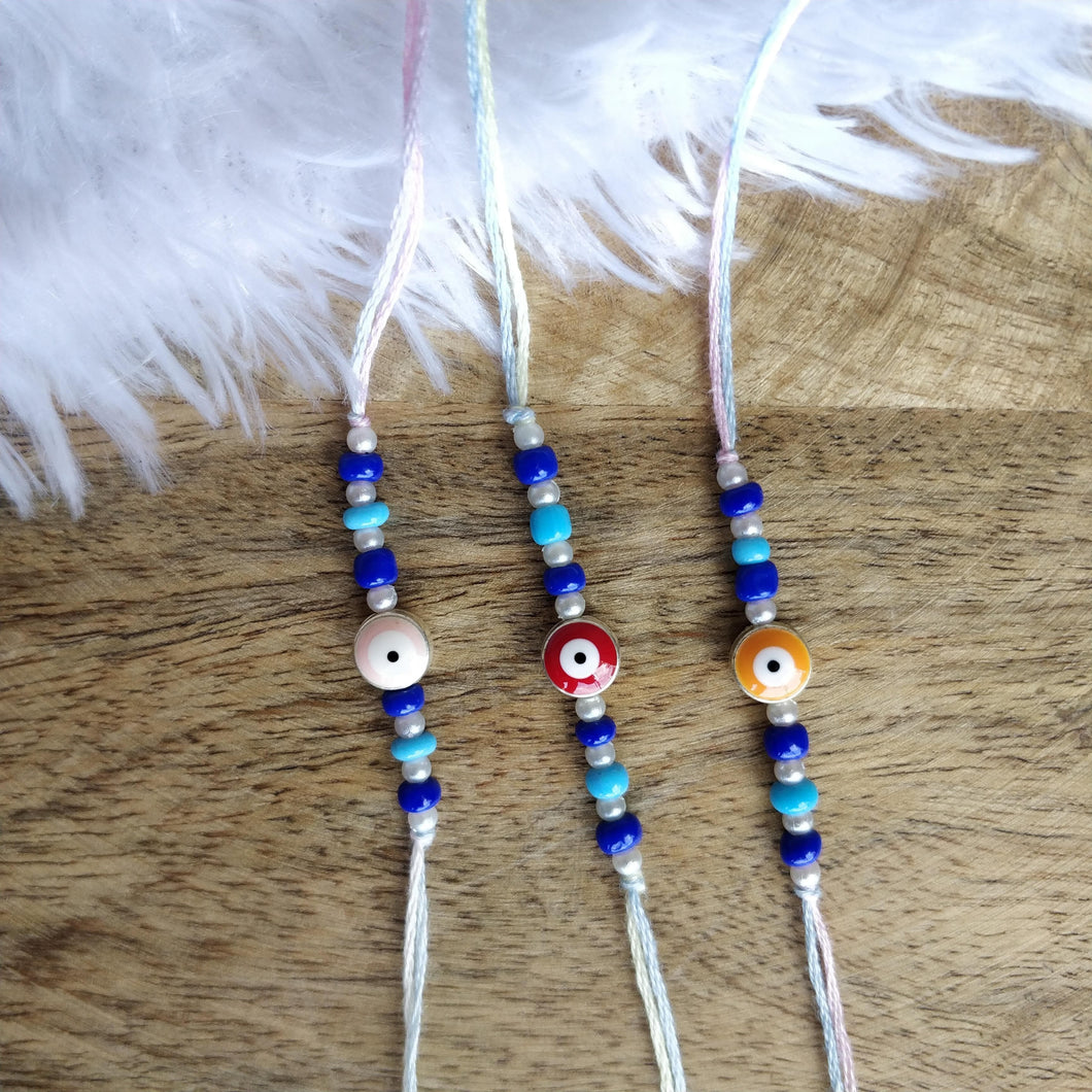 Delicate Evil eye Rakhi (Mixed Colors)