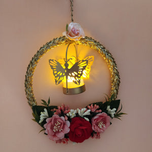 Floral Centre Hanging with Butteryfly Tea Light Holder