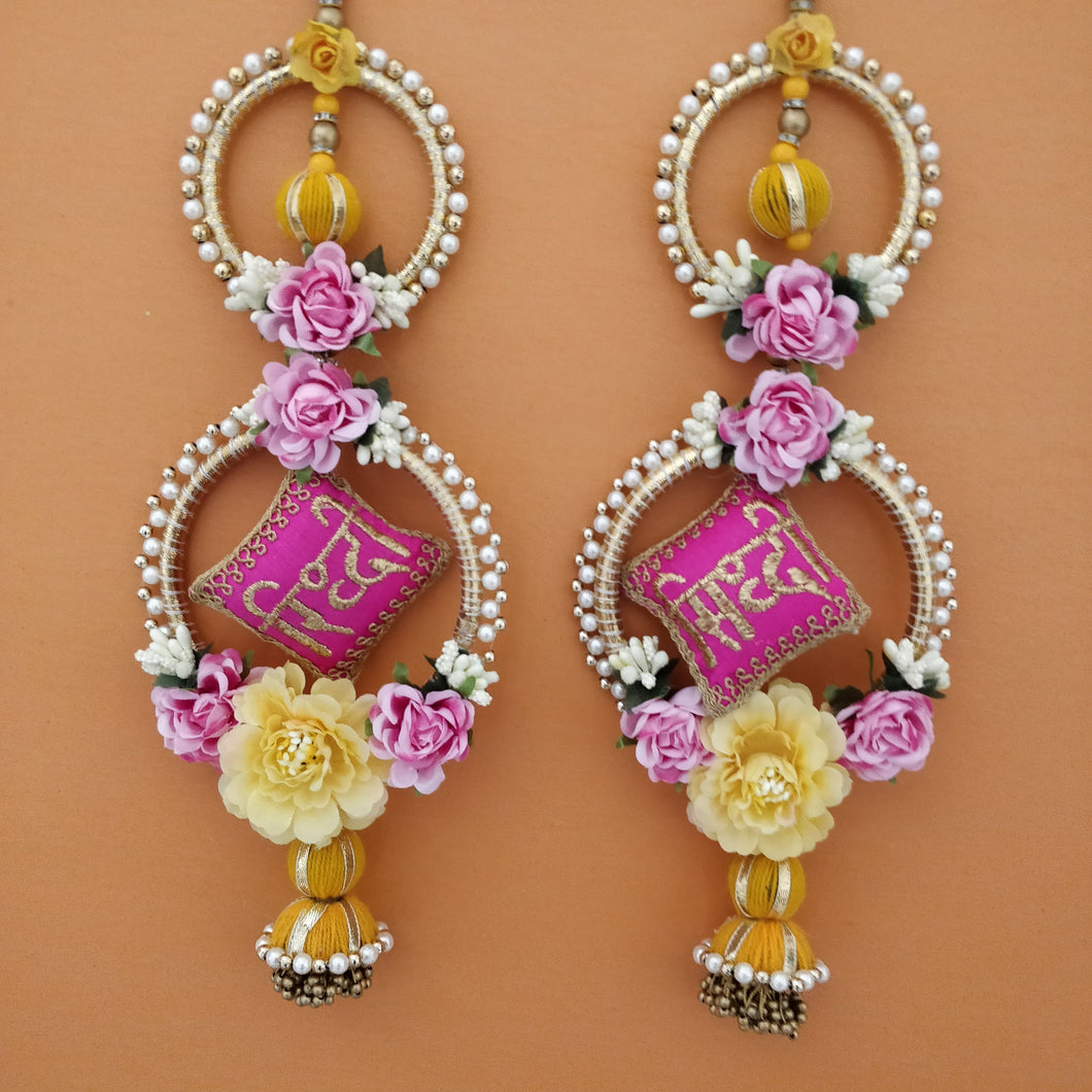 Floral Ridhi Sidhi Hangings Pair