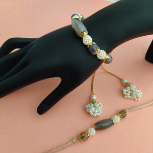 Exclusive bracelet Rakhi pair with natural semi- precious stones