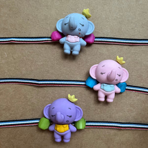 Cute Elephant Eraser Kids Rakhi (Mixed Colors)
