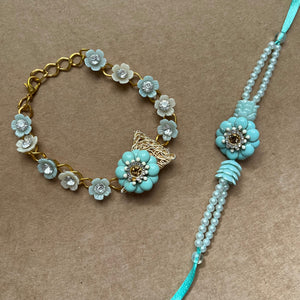 Elegant Bracelet with Bhai Rakhi Pair