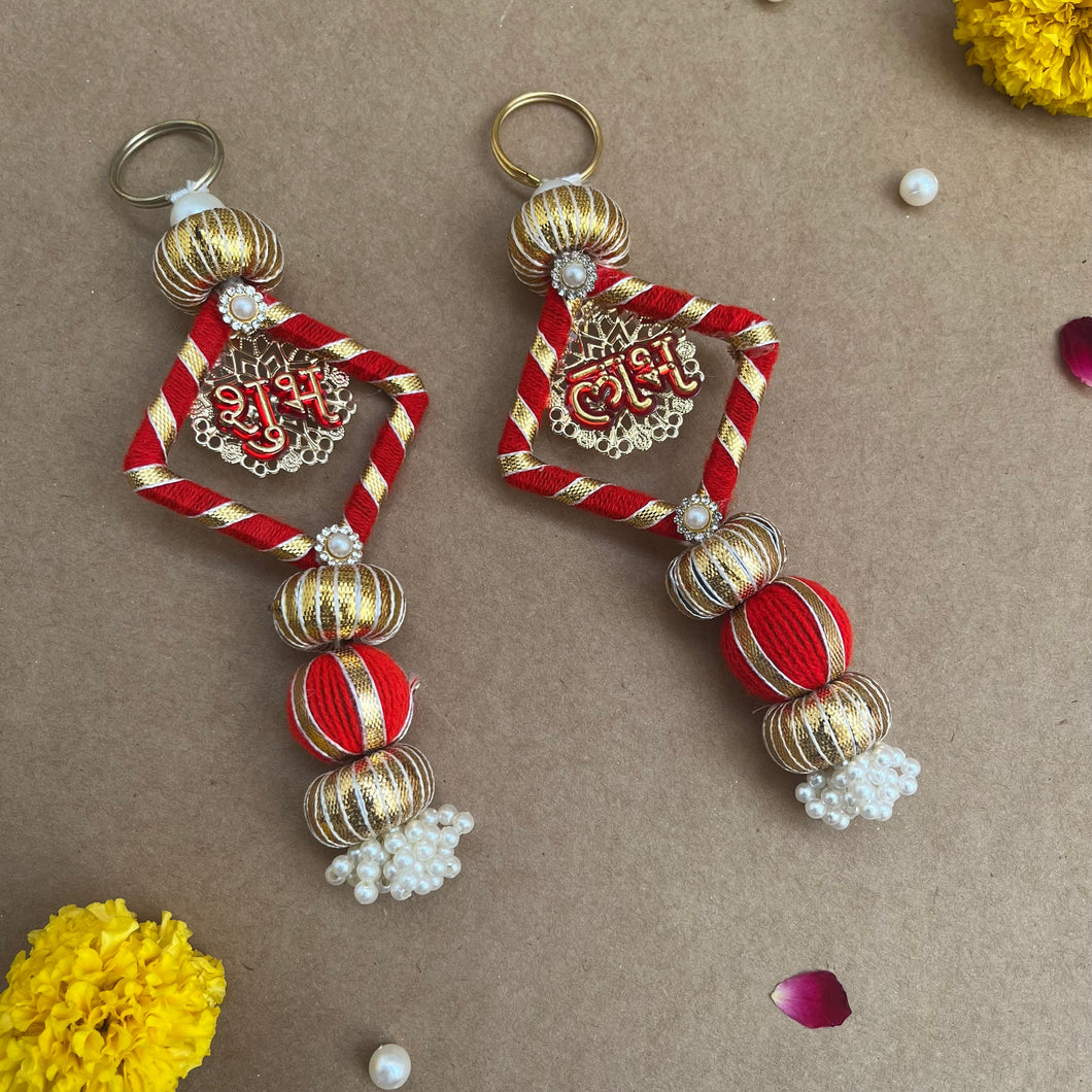 Red Shubh Labh Hanging Pair