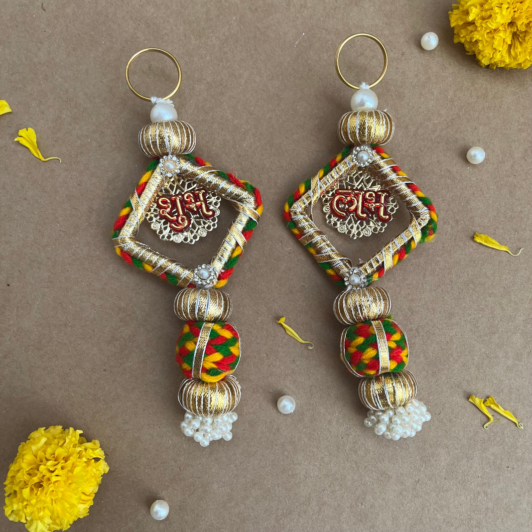 Multicolor Shubh Labh Hanging Pair
