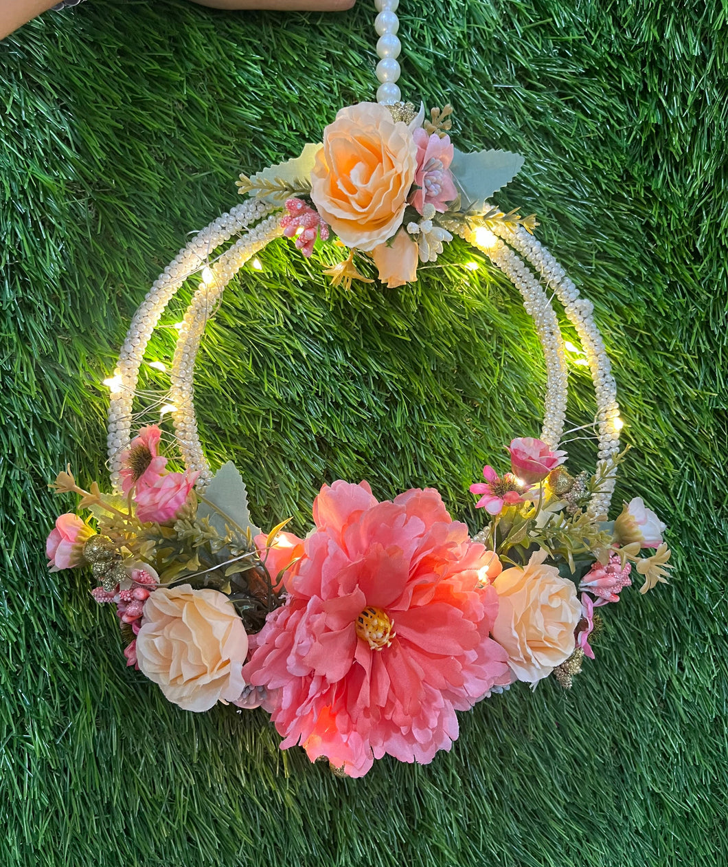 Floral Double ring hanging with Ferry Lights