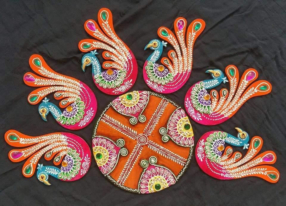 Colourful Peacock Rangoli