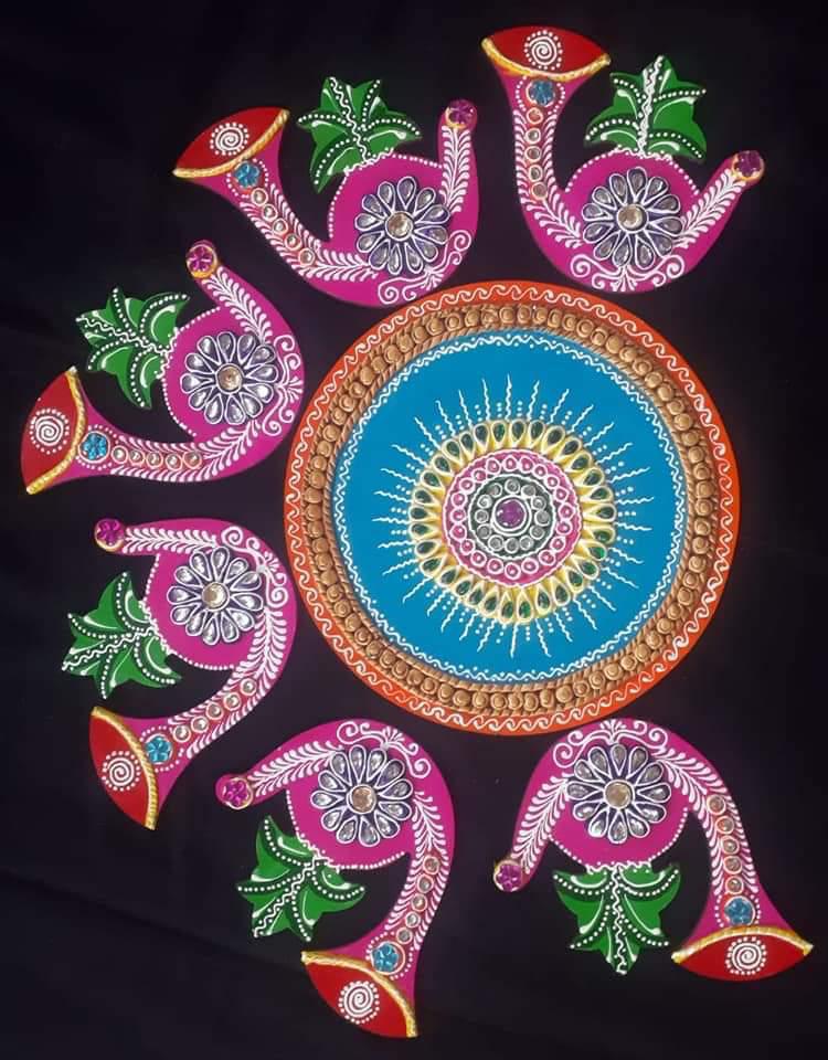 Colourful Shahnai Rangoli