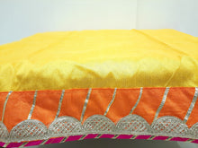 Load image into Gallery viewer, Yellow &amp; Orange Dupion Silk Chowki Cover
