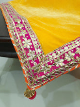 Load image into Gallery viewer, Classy Yellow Velvet Chowki Cover
