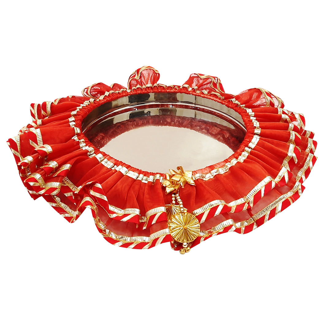 Red Pooja Thaal Frill