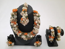 Load image into Gallery viewer, Bridal Floral Jewellery Set in White &amp; Orange
