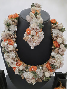 Bridal Floral Jewellery Set in White & Orange