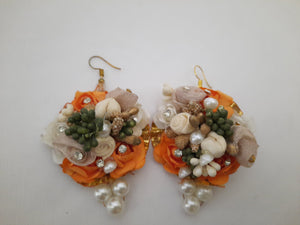 Bridal Floral Jewellery Set in White & Orange
