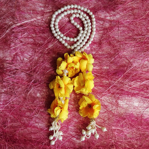 Yellow Floral Pearl Stole
