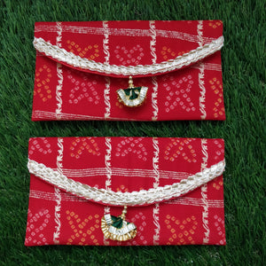 Traditional Bandhej Envelope -Set of 2 (Red / Yellow / Rani-Pink)