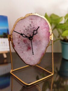 Pink Crystal Agate Table Clock